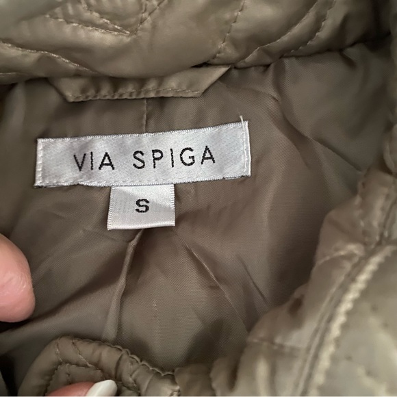 Via Spiga jacket zig zag quilted midi puffer SZ S. NWOT Color Sage. - Picture 4 of 15